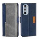 For Motorola Moto Edge+ 2022/Edge 30 Pro Contrast Color Side Buckle Leather Phone Case(Blue + Grey) - 1