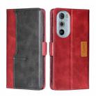 For Motorola Moto Edge+ 2022/Edge 30 Pro Contrast Color Side Buckle Leather Phone Case(Red + Black) - 1