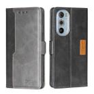 For Motorola Moto Edge+ 2022/Edge 30 Pro Contrast Color Side Buckle Leather Phone Case(Black + Grey) - 1