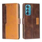 For Motorola Edge 30 Contrast Color Side Buckle Leather Phone Case(Dark Brown + Gold) - 1