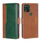 For Motorola Moto G Stylus 2022 Contrast Color Side Buckle Leather Phone Case(Light Brown + Green) - 1