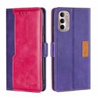 For Motorola Moto G Stylus 5G 2022 Contrast Color Side Buckle Leather Phone Case(Purple + Rose Red) - 1