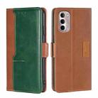 For Motorola Moto G Stylus 5G 2022 Contrast Color Side Buckle Leather Phone Case(Light Brown + Green) - 1