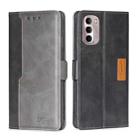 For Motorola Moto G Stylus 5G 2022 Contrast Color Side Buckle Leather Phone Case(Black + Grey) - 1