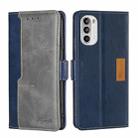 For Motorola Moto G52 4G/G82 5G Contrast Color Side Buckle Leather Phone Case(Blue + Grey) - 1