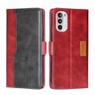 For Motorola Moto G52 4G/G82 5G Contrast Color Side Buckle Leather Phone Case(Red + Black) - 1