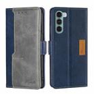 For Motorola Moto G200 5G/Edge S30 Contrast Color Side Buckle Leather Phone Case(Blue + Grey) - 1