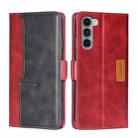 For Motorola Moto G200 5G/Edge S30 Contrast Color Side Buckle Leather Phone Case(Red + Black) - 1