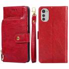 For Motorola Moto E32 Zipper Bag Leather Phone Case(Red) - 1