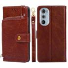 For Motorola Edge 30 Pro Zipper Bag Leather Phone Case(Brown) - 1