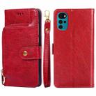 For Motorola Moto G22 Zipper Bag Leather Phone Case(Red) - 1