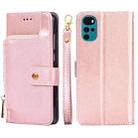 For Motorola Moto G22 Zipper Bag Leather Phone Case(Rose Gold) - 1