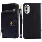For Motorola Moto G52 4G/Moto G82 5G Zipper Bag Leather Phone Case(Black) - 1