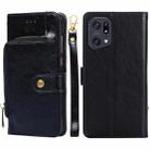 For OPPO Find X5 Pro Zipper Bag Leather Phone Case(Black) - 1