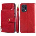 For OPPO Find X5 Pro Zipper Bag Leather Phone Case(Red) - 1