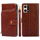 For OPPO Reno7 4G/F21 Pro 4G Zipper Bag Leather Phone Case(Brown) - 1