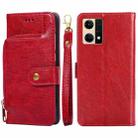 For OPPO Reno7 4G/F21 Pro 4G Zipper Bag Leather Phone Case(Red) - 1