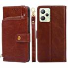 For OPPO Realme C35 Zipper Bag Leather Phone Case(Brown) - 1