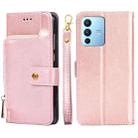 For vivo S12 Pro/V23 Pro Zipper Bag Leather Phone Case(Rose Gold) - 1