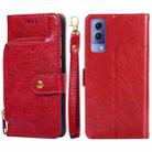 For vivo Y53s 5G/iQOO Z5x/T1x Zipper Bag Leather Phone Case(Red) - 1