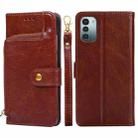 For Nokia G21/G11 Zipper Bag Leather Phone Case(Brown) - 1