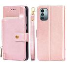 For Nokia G21/G11 Zipper Bag Leather Phone Case(Rose Gold) - 1