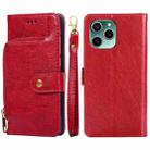 For Honor 60 SE Zipper Bag Leather Phone Case(Red) - 1