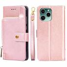 For Honor 60 SE Zipper Bag Leather Phone Case(Rose Gold) - 1