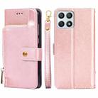 For Honor X30i Zipper Bag Leather Phone Case(Rose Gold) - 1