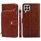 For Samsung Galaxy M33 5G Zipper Bag Leather Phone Case(Brown) - 1