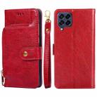 For Samsung Galaxy M53 5G Zipper Bag Leather Phone Case(Red) - 1