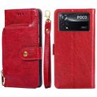 For Xiaomi Poco X4 Pro 5G Zipper Bag Leather Phone Case(Red) - 1