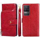 For Xiaomi Redmi K50/Redmi K50 Pro Zipper Bag Leather Phone Case(Red) - 1