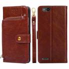 For ZTE Tempo X Zipper Bag Leather Phone Case(Brown) - 1