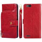 For ZTE Tempo X Zipper Bag Leather Phone Case(Red) - 1