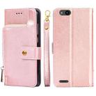 For ZTE Tempo X Zipper Bag Leather Phone Case(Rose Gold) - 1