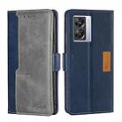 For OPPO A57 5G 2022/Realme Q5i Contrast Color Side Buckle Leather Phone Case(Blue + Grey) - 1