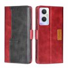 For OPPO A96 5G Contrast Color Side Buckle Leather Phone Case(Red + Black) - 1
