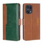 For OPPO Find X5 Pro Contrast Color Side Buckle Leather Phone Case(Light Brown + Green) - 1