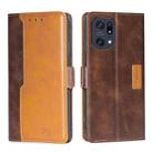 For OPPO Find X5 Pro Contrast Color Side Buckle Leather Phone Case(Dark Brown + Gold) - 1