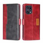 For OPPO Find X5 Pro Contrast Color Side Buckle Leather Phone Case(Red + Black) - 1