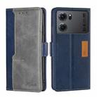 For OPPO K10 5G Contrast Color Side Buckle Leather Phone Case(Blue + Grey) - 1