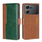 For OPPO K10 5G Contrast Color Side Buckle Leather Phone Case(Light Brown + Green) - 1