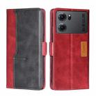 For OPPO K10 5G Contrast Color Side Buckle Leather Phone Case(Red + Black) - 1