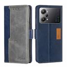 For OPPO K10 Pro 5G Contrast Color Side Buckle Leather Phone Case(Blue + Grey) - 1