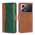 For OPPO K10 Pro 5G Contrast Color Side Buckle Leather Phone Case(Light Brown + Green) - 1