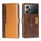 For OPPO K10 Pro 5G Contrast Color Side Buckle Leather Phone Case(Dark Brown + Gold) - 1