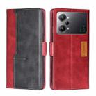 For OPPO K10 Pro 5G Contrast Color Side Buckle Leather Phone Case(Red + Black) - 1