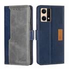 For OPPO Reno7 4G/F21 Pro 4G Contrast Color Side Buckle Leather Phone Case(Blue + Grey) - 1