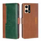 For OPPO Reno7 4G/F21 Pro 4G Contrast Color Side Buckle Leather Phone Case(Light Brown + Green) - 1